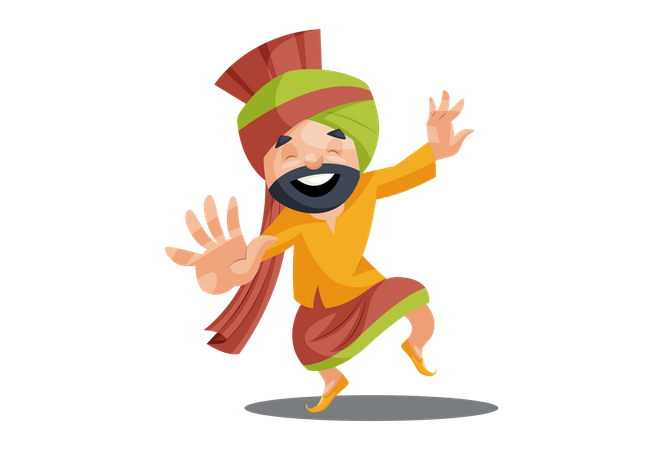 Punjabi man dancing  Illustration