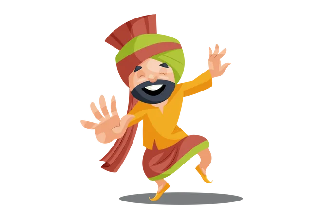 Punjabi man dancing  Illustration