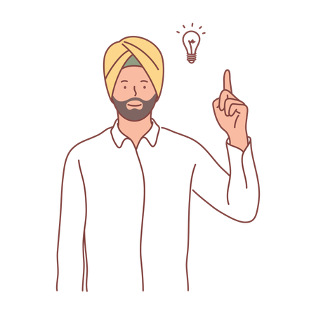 Punjabi man getting idea  Illustration