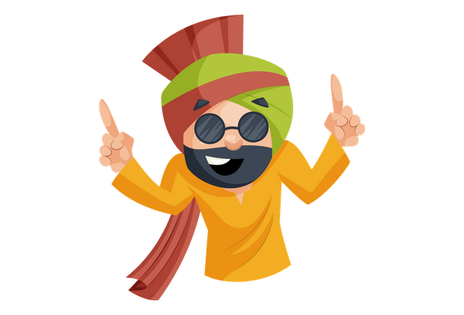 Punjabi man is dancing and wearing glasses  Illustration