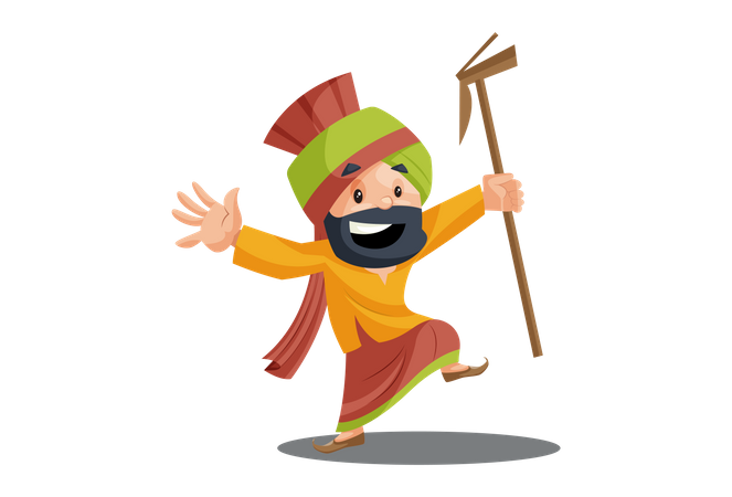 Punjabi man is dancing  Illustration