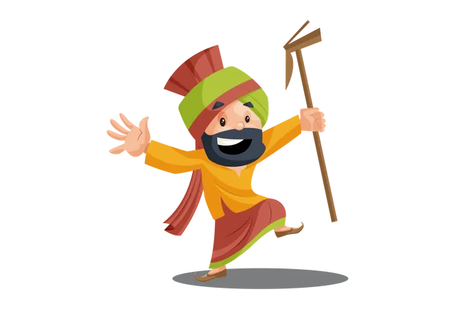 Punjabi man is dancing  Illustration