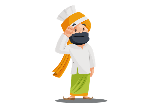 Punjabi man is saluting  Illustration