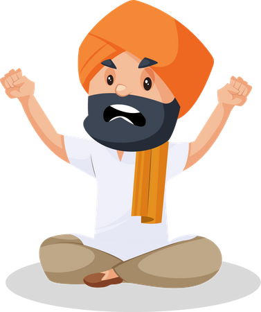 Punjabi man sitting in anger  Illustration