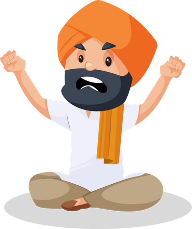 Punjabi man sitting in anger  Illustration