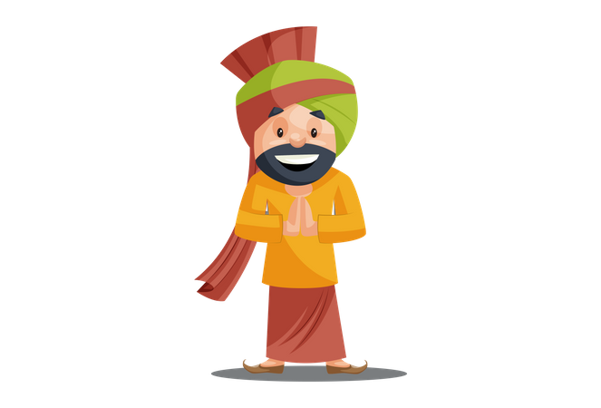 Punjabi man with greet hand Illustration