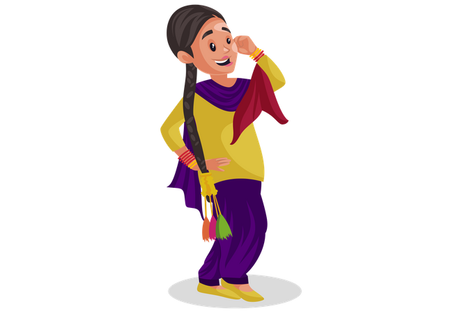 Punjabi woman dancing  Illustration