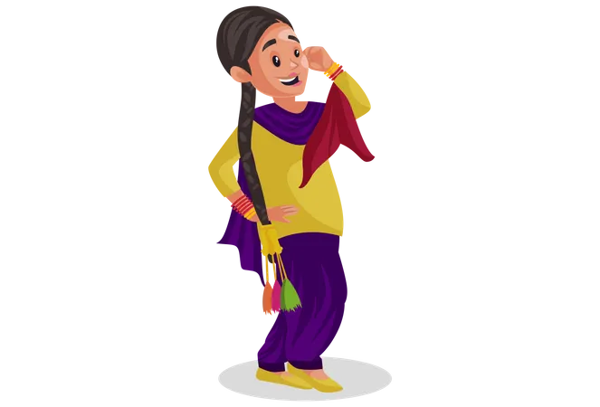 Punjabi woman dancing  Illustration