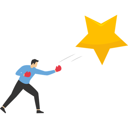 Personal de puntaje de crédito de empresario cortando estrella para degradar o reducir el puntaje  Ilustración