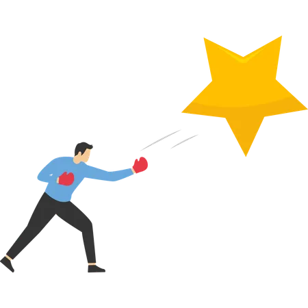 Personal de puntaje de crédito de empresario cortando estrella para degradar o reducir el puntaje  Ilustración