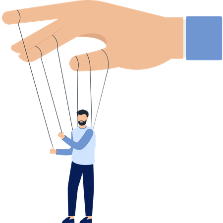 Puppet Hand Controlling a Man  Illustration