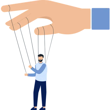 Puppet Hand Controlling a Man  Illustration
