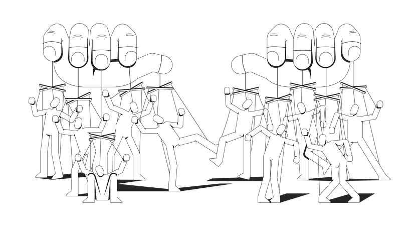 Puppeteer controlling people  Illustration