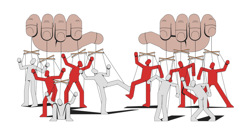 Puppeteer controlling people  Illustration