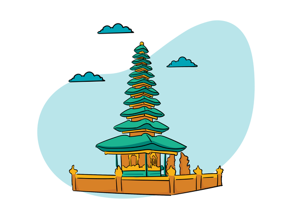 Temple Pura Ulun Danu  Illustration