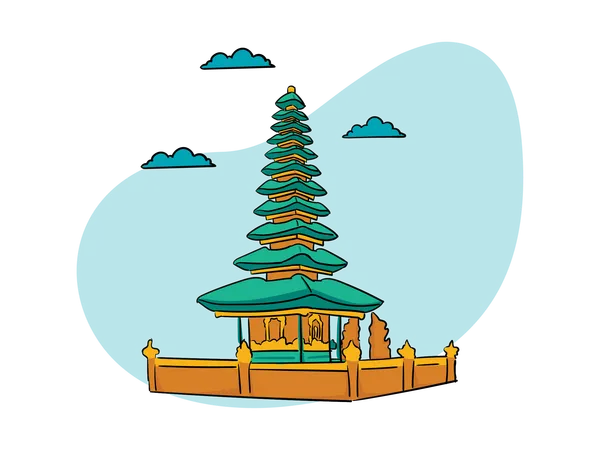 Temple Pura Ulun Danu  Illustration