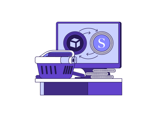 Purchase cryptocurrency online Illustration