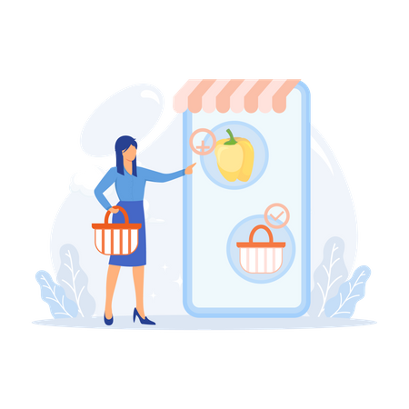 Purchase Grocery Online Illustration