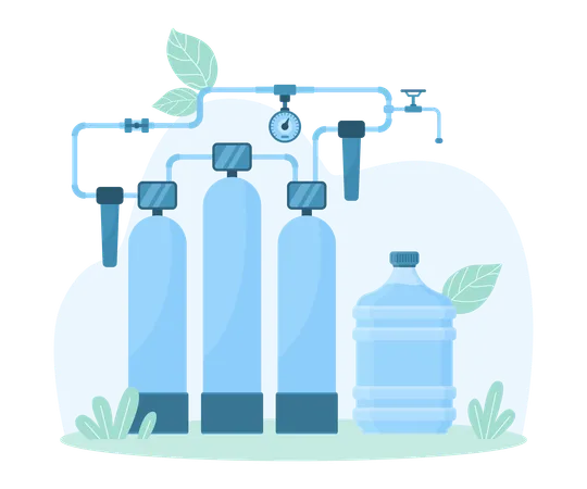 Purification System For Clean Water Production  Illustration