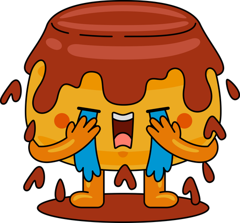 Purin Mascot Character crying  Illustration