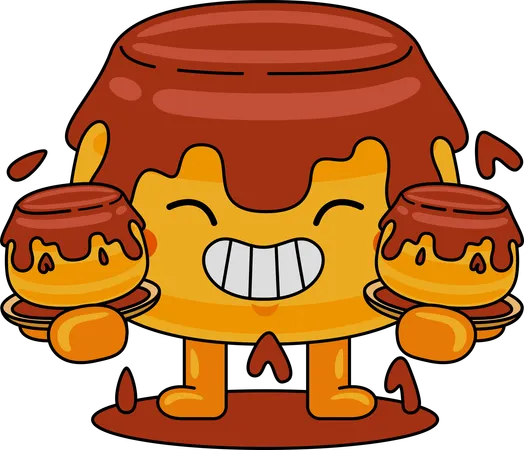 Purin Mascot Character holding purin  Illustration