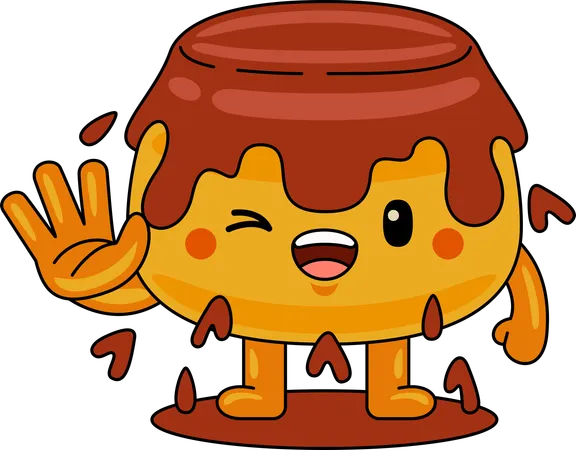 Personagem mascote Purin dizendo olá  Ilustração