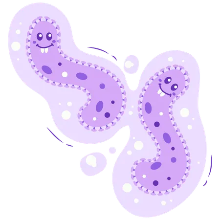 Purple Wiggly Twin Virus  Illustration