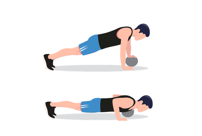 Push-up with a medicine ball  Illustration