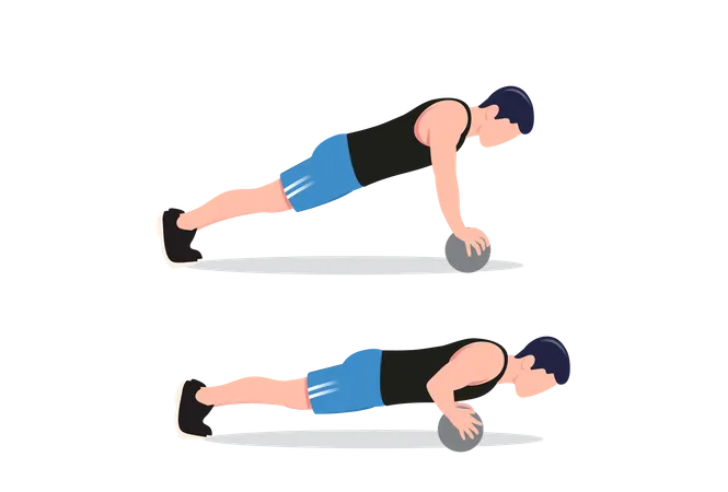 Push-up with a medicine ball  Illustration