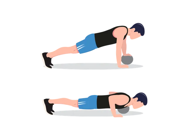 Push-up with a medicine ball  Illustration