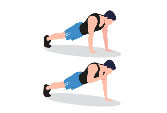 Push-up with alternating shoulder taps  Illustration
