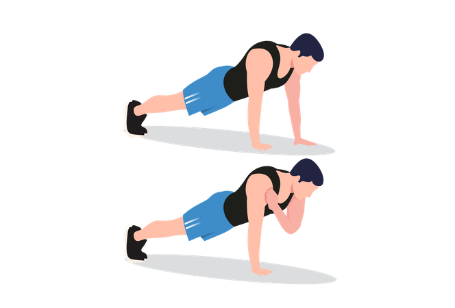 Push-up with alternating shoulder taps  イラスト