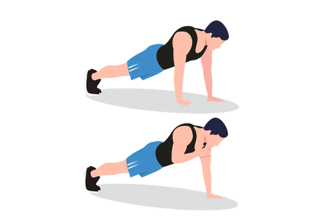 Push-up with alternating shoulder taps  Illustration