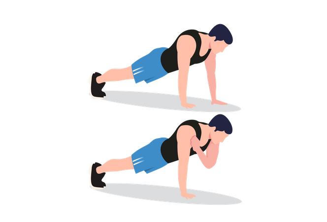 Push-up with alternating shoulder taps  Illustration