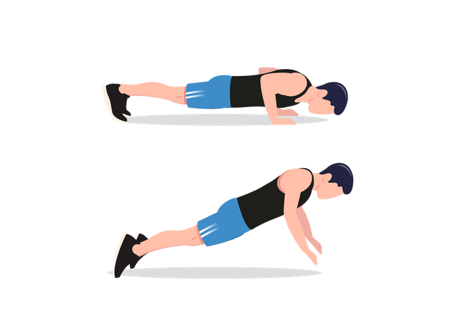 Push-up with explosive push-off  Illustration