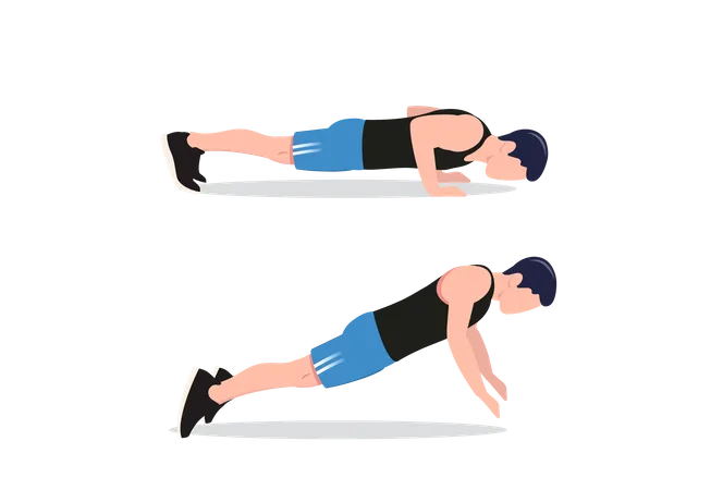 Push-up with explosive push-off  Illustration