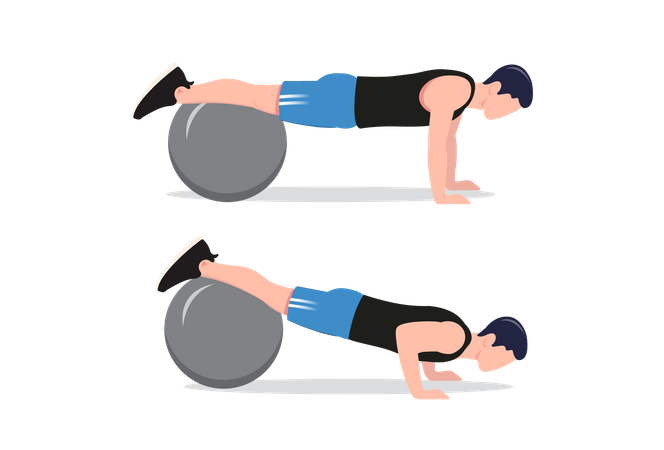 Push-up with feet on stability ball  Illustration