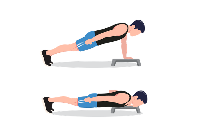 Push-up with one hand on an elevated surface  Illustration