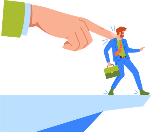 Pushing Employee Off A Cliff Illustration
