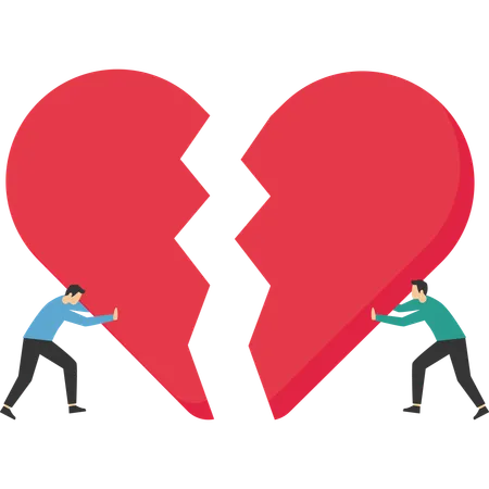 Mental Health Pushing Heart Icon Together Illustration