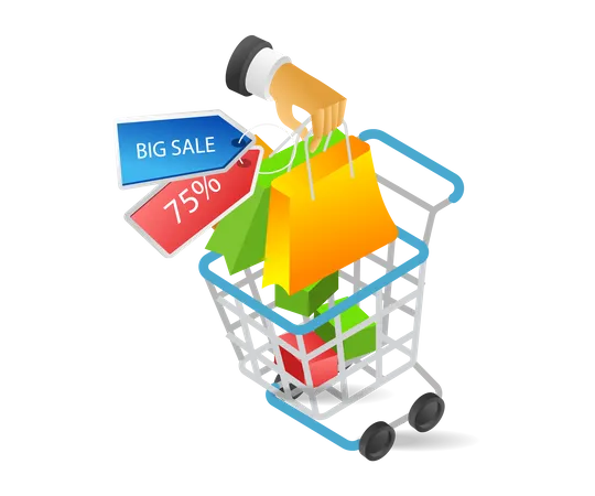 Put groceries into trolley  Illustration