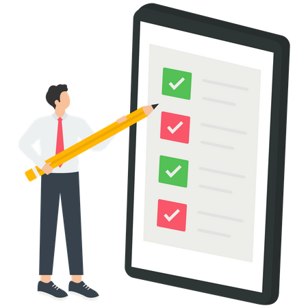 Putting checkmark on checklist  Illustration