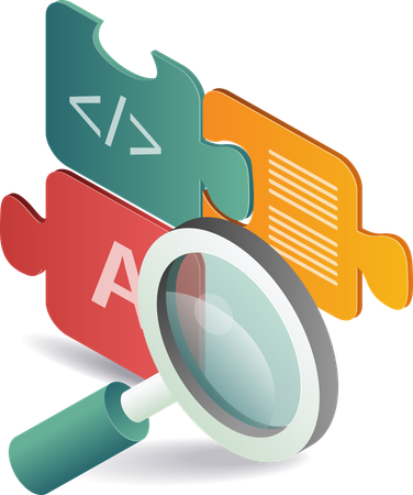 Putting together business solution symbol puzzle  Illustration