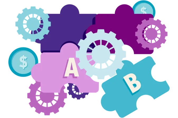 Puzzle And Gear Arrangement  Illustration