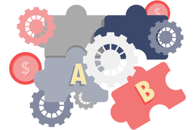 Puzzle And Gear Arrangement  Illustration