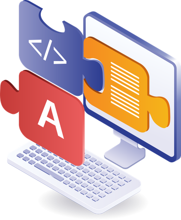 Puzzle code on system computer  Illustration