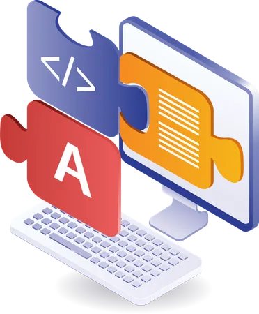 Puzzle code on system computer  Illustration