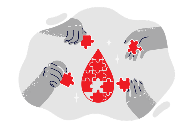 Puzzle in shape of blood drop calling attention to international donor day  Illustration