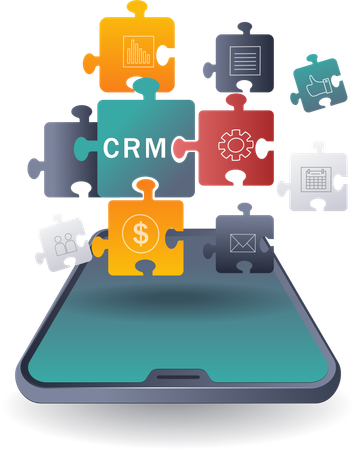 Puzzle of CRM Network Business Development  Illustration