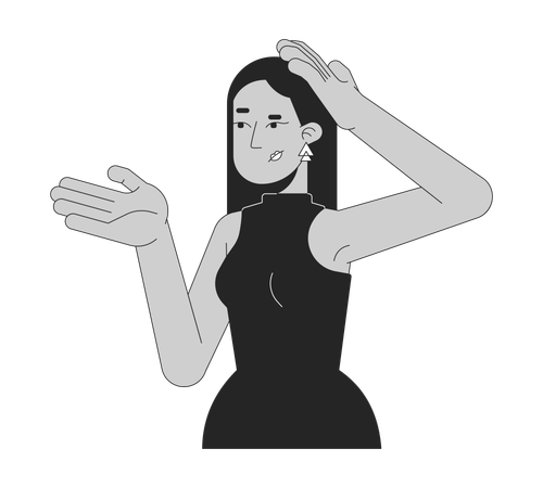 Puzzled turkish woman reasoning with hand gestures  Illustration
